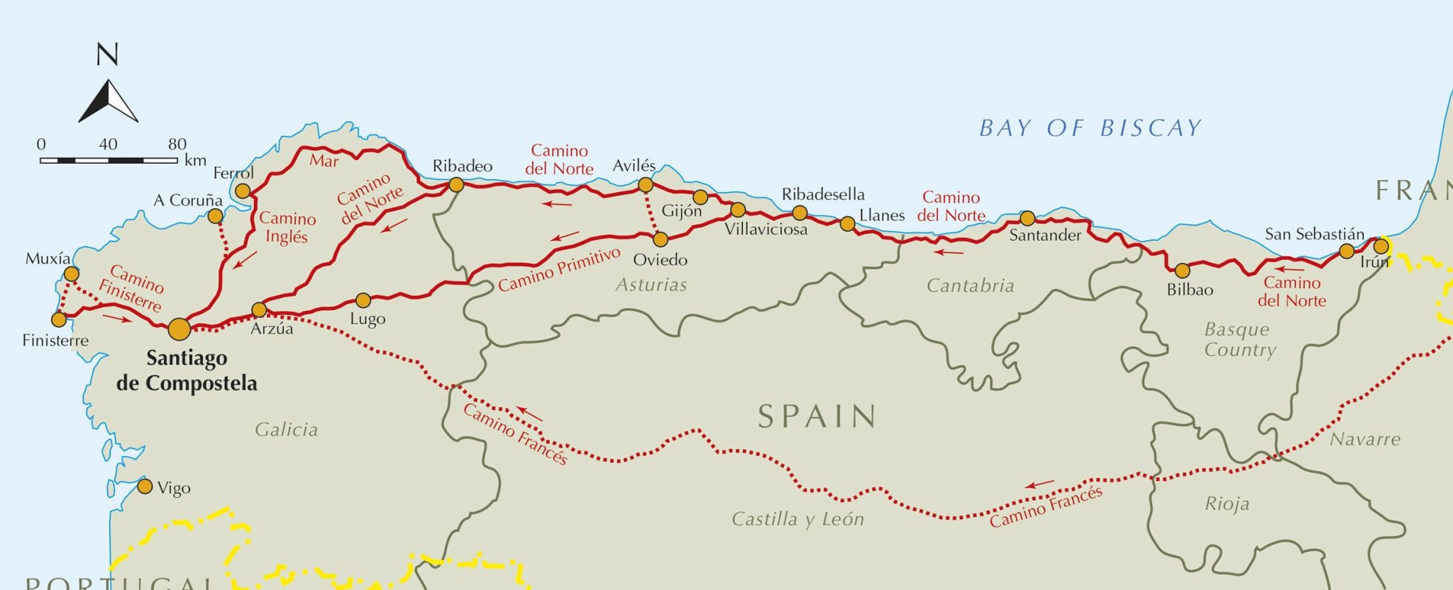 Camino Del Norte The Northern Way Wandering The World   Norte Map 2048x833 